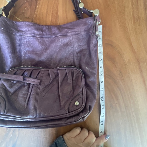 B. Makowsky Silver Trim Soft Purple Leather Hobo Shoulder Bag Purse Handbag - Picture 11 of 13